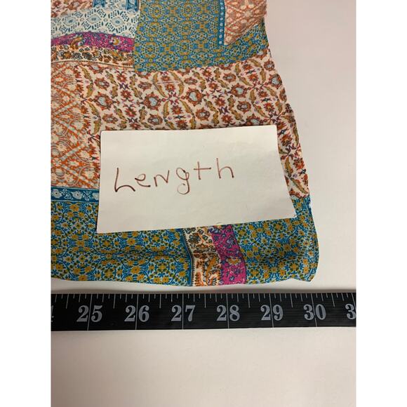 Rose + Olive Womens Blouse SZ 3X Multi Patchwork Print Flutter Sleeves Boho - Picture 10 of 10